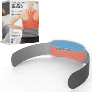 Sharper Image® Envoltura de espalda caliente y fría, ajuste ajustable, calor calmante y terapia de frío revitalizante, paquete de hielo portátil, compresión de recuperación de dolor de entrenamiento