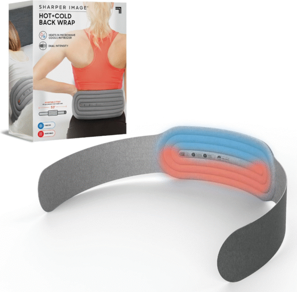 Sharper Image® Envoltura de espalda caliente y fría, ajuste ajustable, calor calmante y terapia de frío revitalizante, paquete de hielo portátil, compresión de recuperación de dolor de entrenamiento