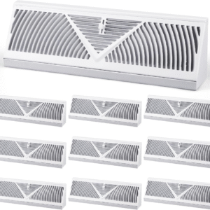 10 unidades cubiertas de ventilación para el hogar, de registro de difusor de zócalo de 15 pulgadas (tamaño de apertura del conducto, cubierta de ventilación para zócalo de la pared del piso