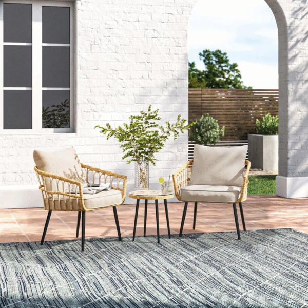 Set de 2 cojines de asiento profundo para exteriores, 61x 61cm, cojines de repuesto para sillas de patio con funda extraíble. - Imagen 3