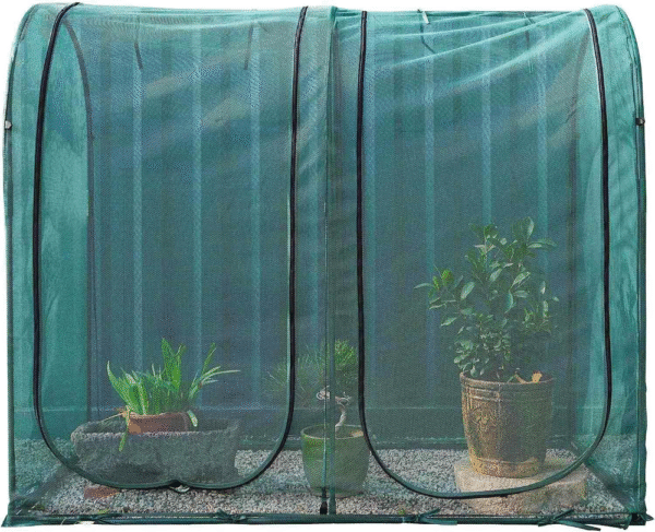 Poray - Cubierta de red túnel grande para plantas de 185.42 x 94 x 155 cm, jaula de cultivo, cubierta protectora de plagas para verduras y frutas, red de jardinería duradera.