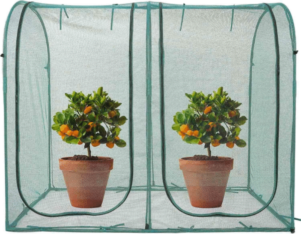 Poray - Cubierta de red túnel grande para plantas de 185.42 x 94 x 155 cm, jaula de cultivo, cubierta protectora de plagas para verduras y frutas, red de jardinería duradera. - Imagen 4