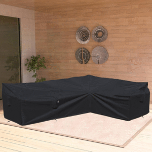 Funda de sofá modular resistente para exteriores, 120 x 90 pulgadas, en forma de L, impermeable, 600D, para muebles de patio, funda de sofá de patio (negro medianoche, en forma de L
