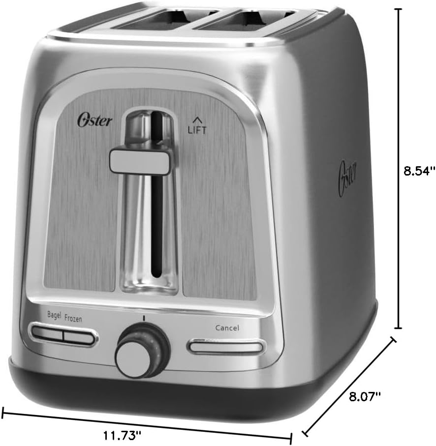 Oster Tostadora de 2 rebanadas con tecnología avanzada de tostadas, tostadora de bagel para todo tipo de pan, acero inoxidable*VALORADO* - Imagen 2