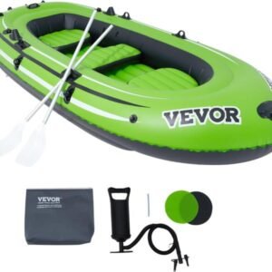 VEVOR - Lancha inflable, Capacidad para cinco personas y soporta hasta 1100 lbs, con asientos cómodos y espacio para las piernas, plegable, cabe en el maletero de un coche, aventuras acuáticas y pesca