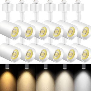 VANoopee Paquete de 12 cabezales de iluminación LED de 5 colores tipo H regulables, 2000K 3000K 4000K 5000K 6000K ajustables, sin parpadeo, CRI90+ 24° 10W 800lm.