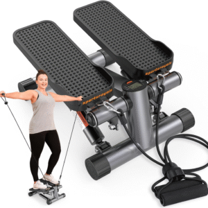 Sportsroyals Escalera escalonada para ejercicios: giro/mini escalón con bandas de resistencia y capacidad de peso de 330 libras