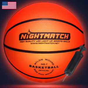 Balón de baloncesto NIGHTMATCH ? LED tamaño 7, brilla en la oscuridad, incluye bomba y baterías extra. Resistente al agua y de alta luminosidad.?