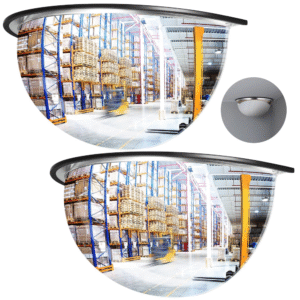 Espejo de esquina de 18 pulgadas para seguridad de pared, espejo convexo acrílico de media cúpula interior para techo, entrada, pasillo, exterior, almacén, oficina, vista lateral