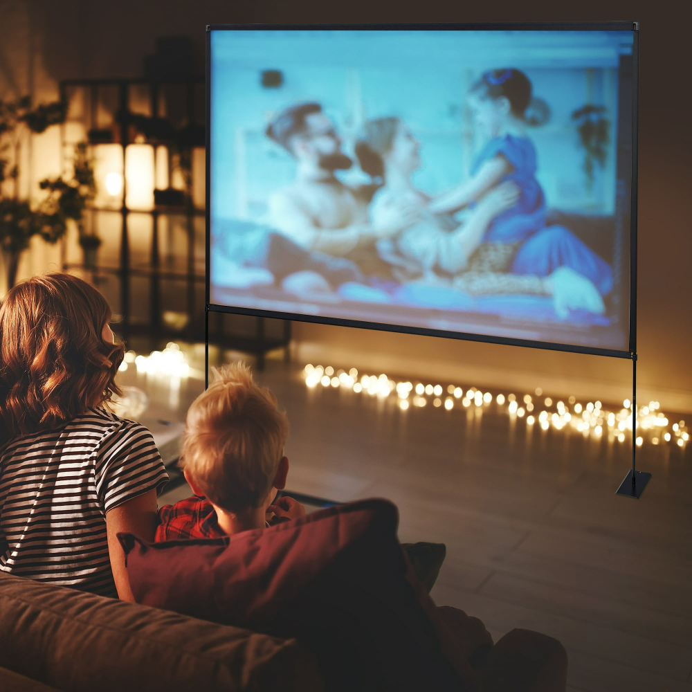 Pantalla ONN 120" 16:9 portátil con soporte, ideal para cine en casa o exterior, montaje rápido y visual nítida en gran formato. - Imagen 3