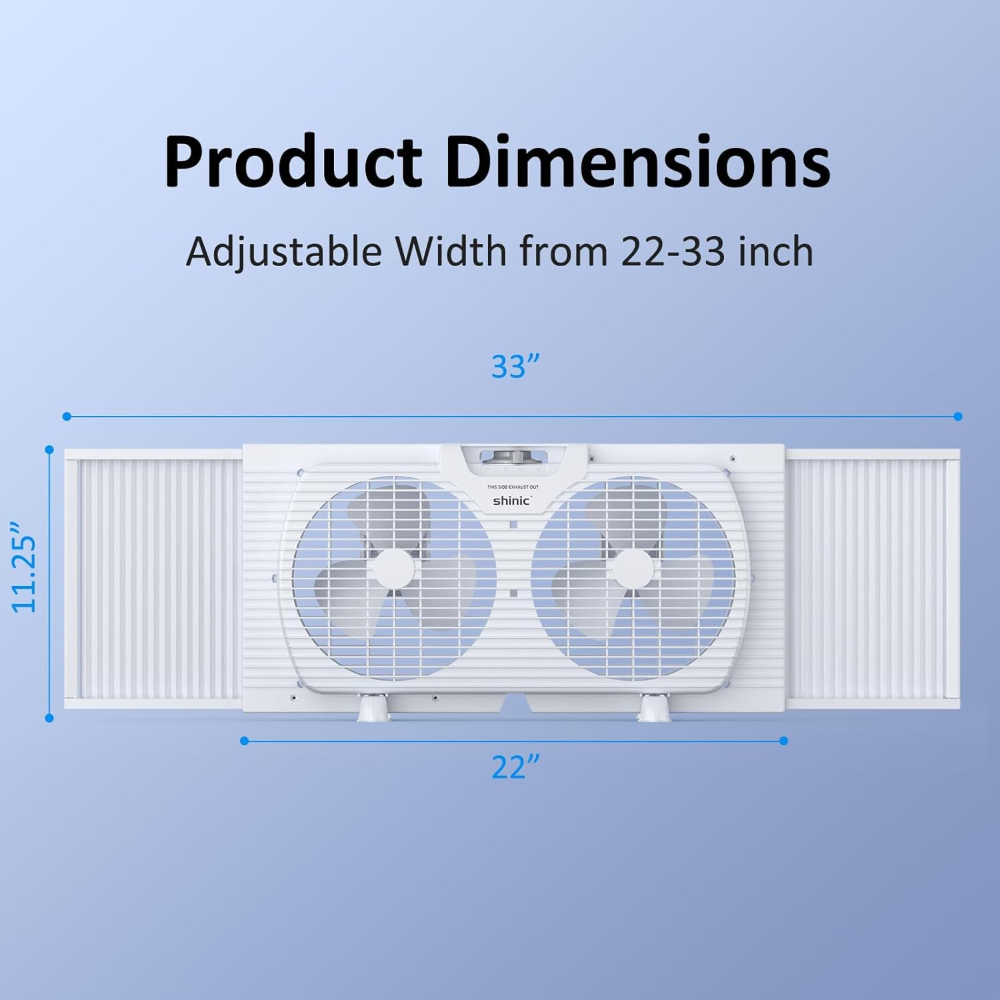 shinic Ventilador de ventana pequeña, modo silencioso, 3 ajustes de velocidad, con gastadores de bloqueo automático y pantalla de insectos extraíble, listado ETL, ventilador de ventana pequeño - Imagen 2