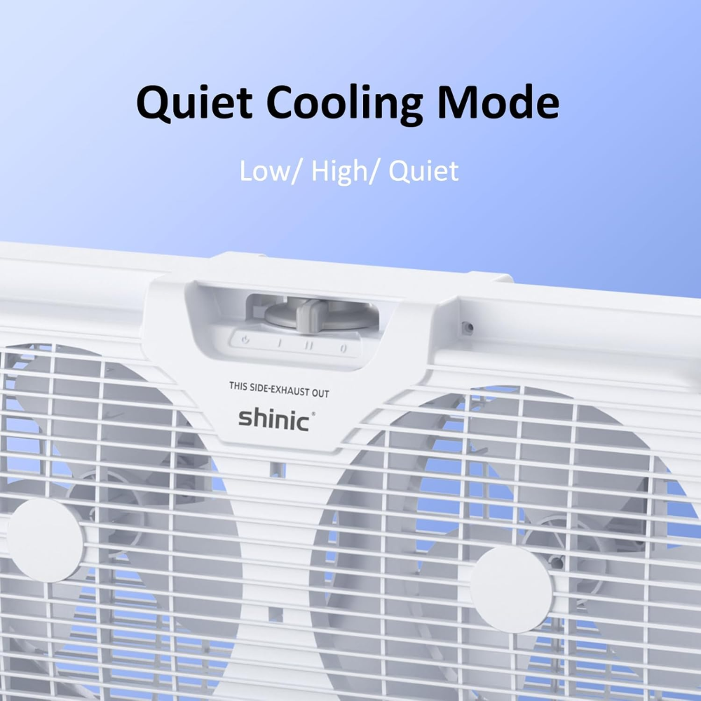 shinic Ventilador de ventana pequeña, modo silencioso, 3 ajustes de velocidad, con gastadores de bloqueo automático y pantalla de insectos extraíble, listado ETL, ventilador de ventana pequeño - Imagen 5