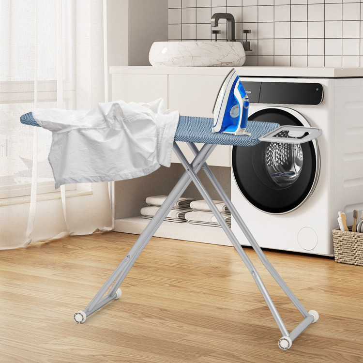 Mesa de planchar de acero al carbono de 57" x 16,5" con soporte para plancha y 7 niveles de altura - Imagen 5