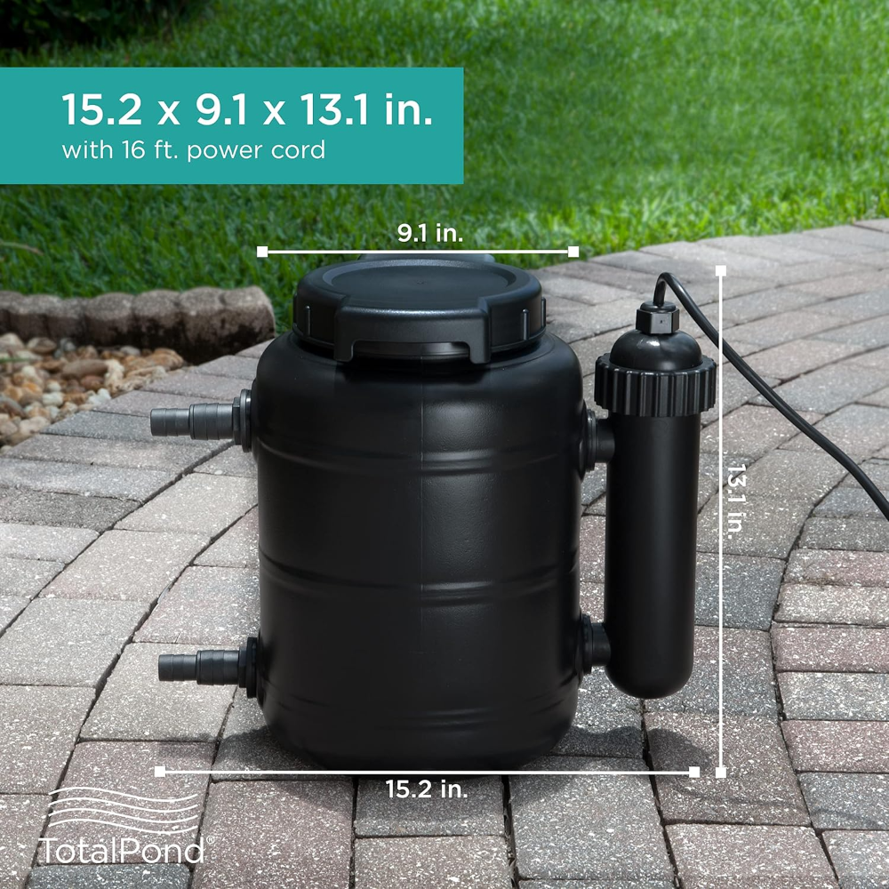 TotalPond-Filtro completo p/estanque presurizado con clarificador UV, ideal para eliminar desechos y mejorar la calidad del agua dentro o fuera de estanques (hasta 1200 glns) - Imagen 3