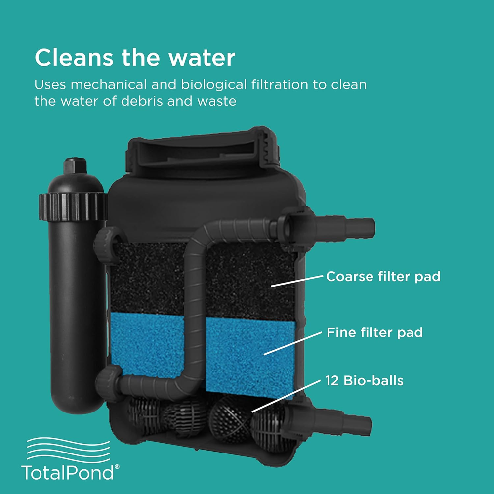 TotalPond-Filtro completo p/estanque presurizado con clarificador UV, ideal para eliminar desechos y mejorar la calidad del agua dentro o fuera de estanques (hasta 1200 glns) - Imagen 5