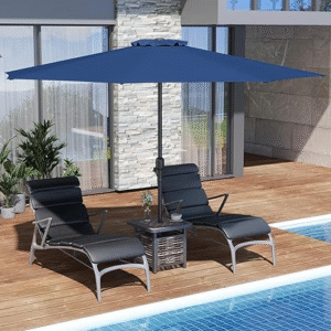 Sombrilla de patio de 12 pies, sombrilla de mesa al aire libre con manivela, 8 varillas resistentes, protección solar y toldo impermeable, ventilación de aire superior