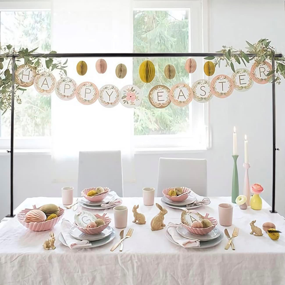 Soporte de Varilla Sobre la Mesa con Abrazaderas, 46-82" de Longitud, Soporte de Arco de Globos y Flores de Metal Ajustable, Arco Decorativo para Fiestas, Cumpleaños, Bodas, Halloween, Navidad - Imagen 2