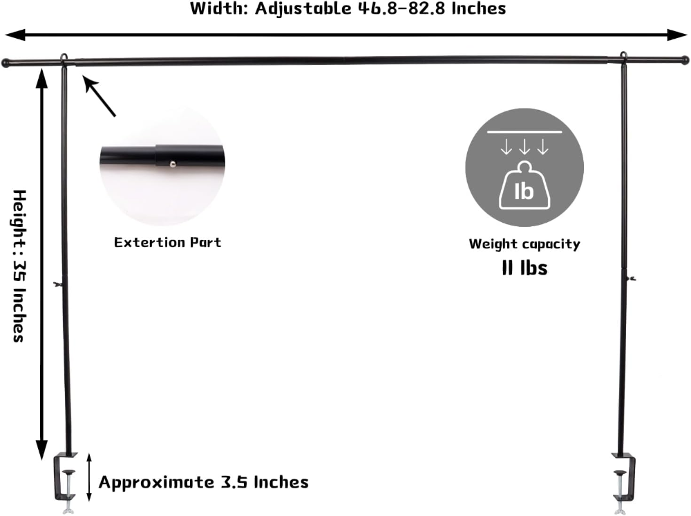 Soporte de Varilla Sobre la Mesa con Abrazaderas, 46-82" de Longitud, Soporte de Arco de Globos y Flores de Metal Ajustable, Arco Decorativo para Fiestas, Cumpleaños, Bodas, Halloween, Navidad - Imagen 4
