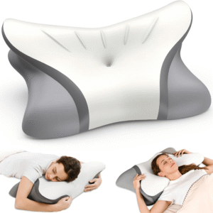 Almohada cervical ergonómica con espuma viscoelástica refrescante. Alivia el dolor de cuello y brinda soporte ideal al dormir de lado o boca arriba.  VALORADA