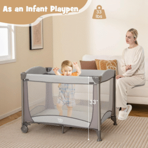BABY JOY 4 en 1, corralito portátil para bebé con moisés y mesa cambiadora de pañales, moisés infantil centro de actividades para cuna con juguetes y bolsa Oxford desde recién nacidos
