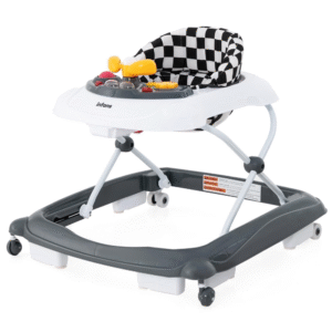 Baby Walker Plegables, Andador 3 en 1 con Asiento Inclinado y Bandeja de Música Extraíble, Altura Ajustable, Cojín de Asiento Lavable para Niños y Niñas