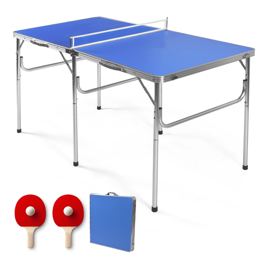 Mesa Plegable Portátil de 60 Pulgadas, Mesa Plegable de Ping y Ping con Accesorios, Juego Interior Azul, ligero y portátil, diseño compacto, Apto para todas las edades, Construcción duradera*VALORADO*