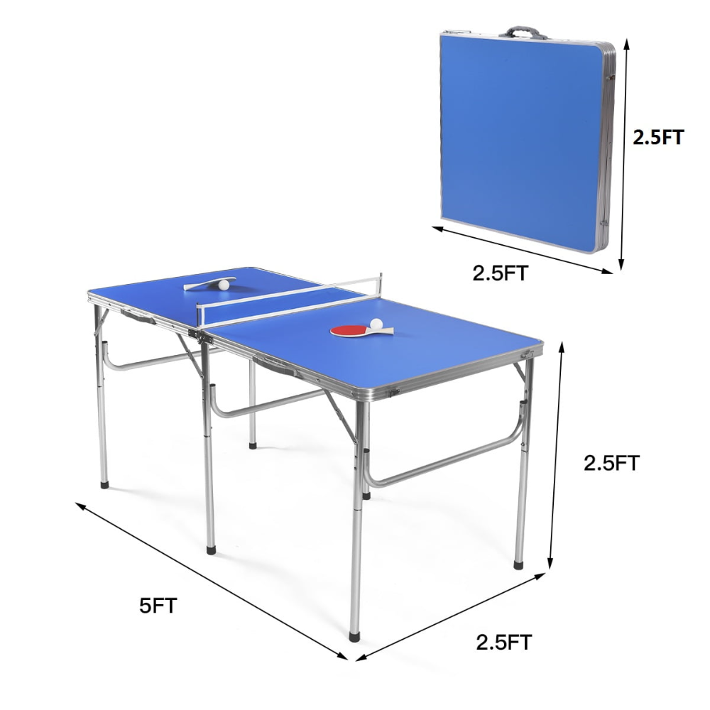 Mesa Plegable Portátil de 60 Pulgadas, Mesa Plegable de Ping y Ping con Accesorios, Juego Interior Azul, ligero y portátil, diseño compacto, Apto para todas las edades, Construcción duradera*VALORADO* - Imagen 2