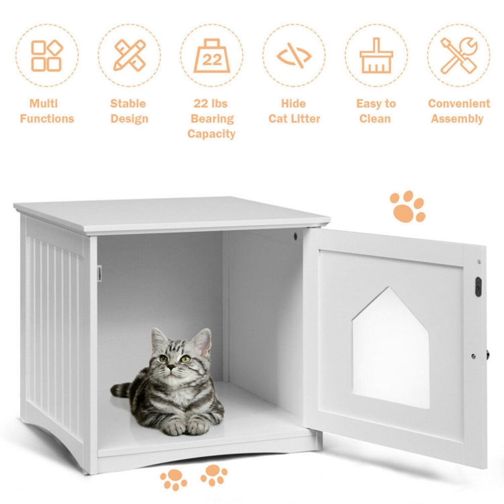 Pefilos 20" Cat House Cubierto para Interior, Caja Oculta, Caja de Arena, Gabinete con Capucha para Muebles de Gatos, Baño para Gatitos, Blanco - Imagen 2