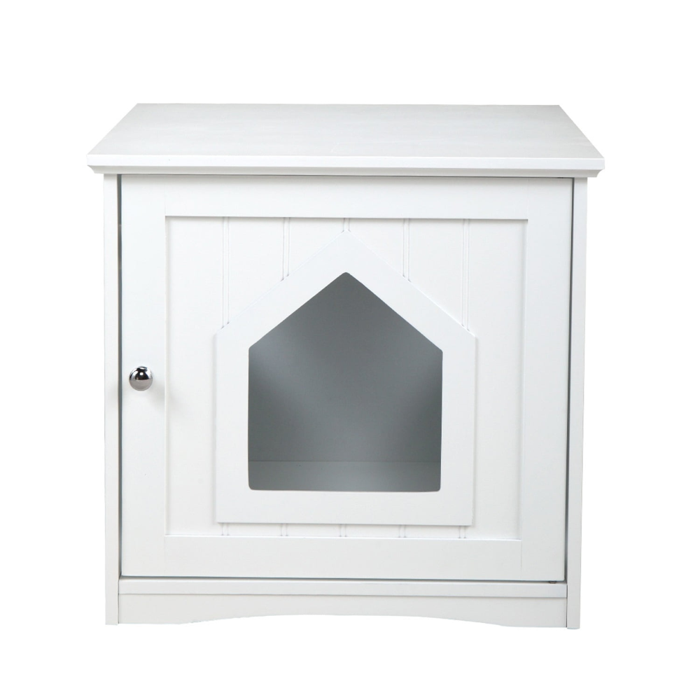 Pefilos 20" Cat House Cubierto para Interior, Caja Oculta, Caja de Arena, Gabinete con Capucha para Muebles de Gatos, Baño para Gatitos, Blanco - Imagen 3