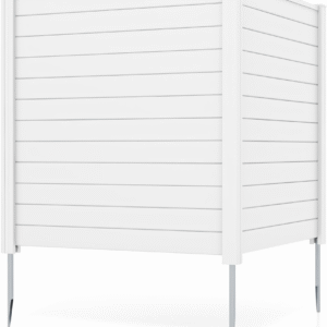 COSTWAY Valla de privacidad, 2 paneles, 48 pulgadas de largo x 48 pulgadas de ancho, cubo de basura para exteriores con estacas, recinto de bomba de piscina, valla de aire acondicionado para jardín