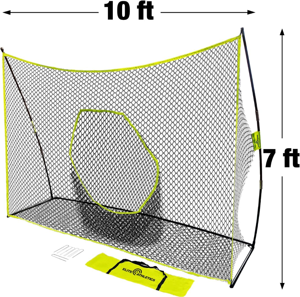 Red de práctica Elite Athletics 10x7 ft, resistente y fácil de armar. Ideal para entrenar golf, béisbol y sóftbol en casa o patio. Absorbe impactos y mejora precisión de forma segura. - Imagen 5