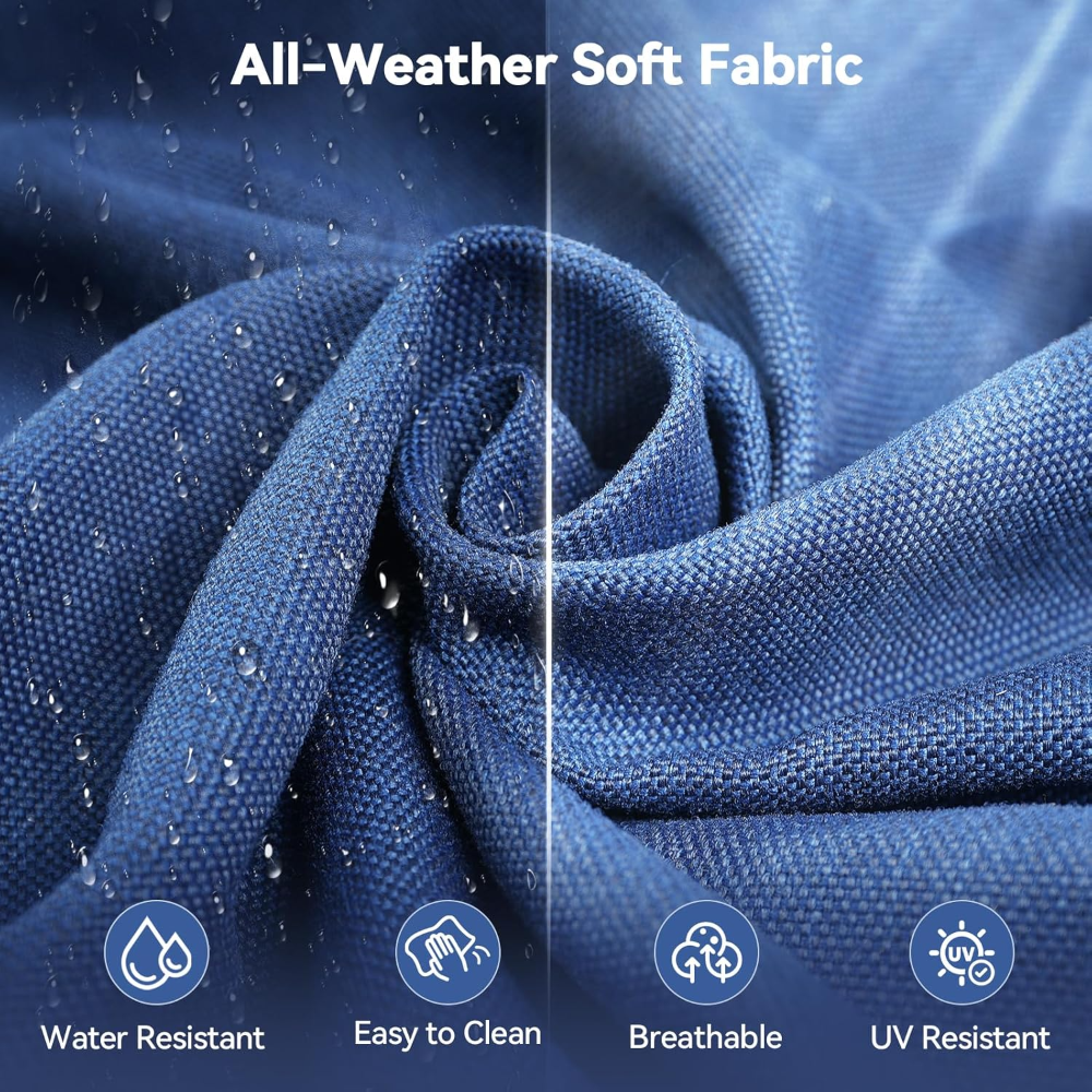 Almohadones de lujo para muebles de patio, juego de cojines de asiento gruesos de 22x22x3, cojines de repuesto para sofá y silla de mimbr. azul - Imagen 6