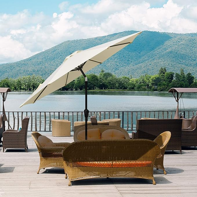 Sombrilla de patio Simple Deluxe de 2,7 m para exteriores con botón de inclinación - Imagen 3