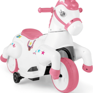 Coche de Montar, Juguetes de Montar de 12V para Niños Pequeños Pony con Ruedas de Entrenamiento, Modo Arriba y Abajo, Música, Arranque de Un Botón y Pantalla LED, Caballo de Juego Motorizado