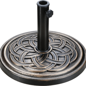 Base redonda de 17.72 pulgadas para sombrilla de patio, 24.2 libras, exterior, cubierta, césped, jardín, bronce