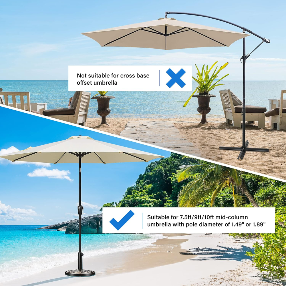 Base redonda de 17.72 pulgadas para sombrilla de patio, 24.2 libras, exterior, cubierta, césped, jardín, bronce - Imagen 2