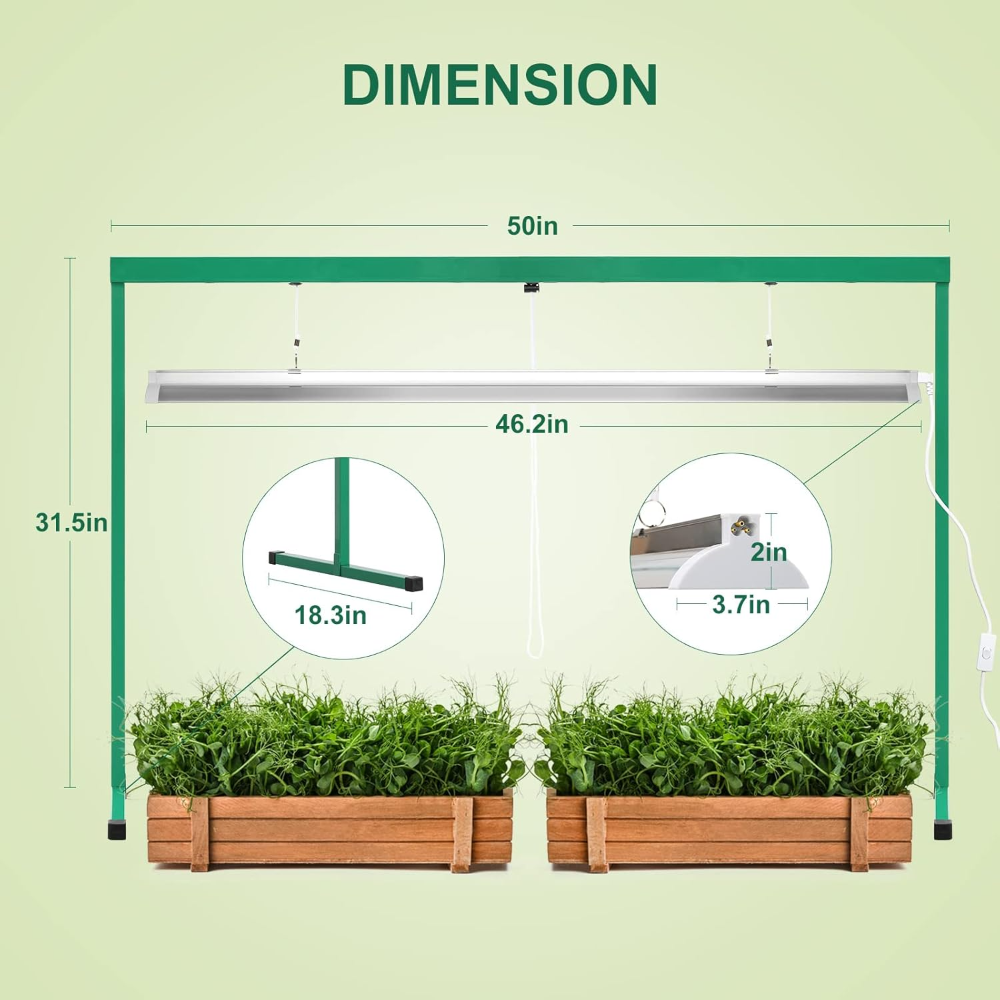 Soporte de luz con fluorescente para el crecimiento de la planta de inicio de semillas, 6400 K, T5 Grow Soporte de luz - Imagen 3