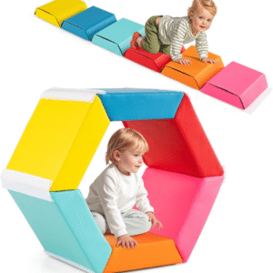 Juego de 6 Bloques de Espuma para Niños?Piscina de Bolas Hexagonal con Fundas Desmontables con Cremallera, Bloques Psicomotricida Colorida
