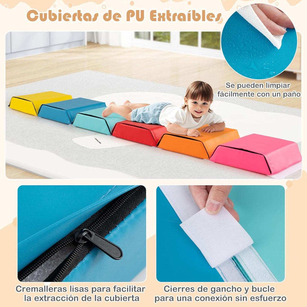 Juego de 6 Bloques de Espuma para Niños?Piscina de Bolas Hexagonal con Fundas Desmontables con Cremallera, Bloques Psicomotricida Colorida - Imagen 3