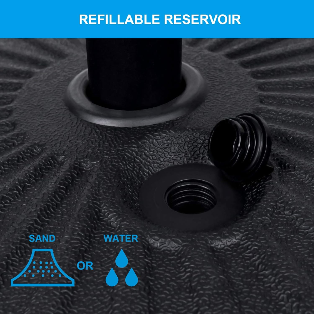 Base resistente para sombrilla de patio de 20" con soporte de acero, rellenable con agua, para exteriores, césped, jardín, redonda - Imagen 4