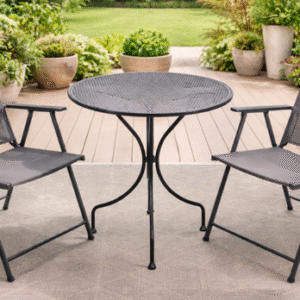 Juego de 3 piezas, dos sillas plegables y una mesa para patio al aire libre, apilables y portátiles para terraza, jardín, camping y viajes