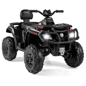 Vehículo eléctrico cuatriciclo de 24 V, ATV infantil de dos plazas y 4 ruedas con 4 motores y luces LED de arranque suave, ruedas resistentes al desgaste con suspensión de resorte
