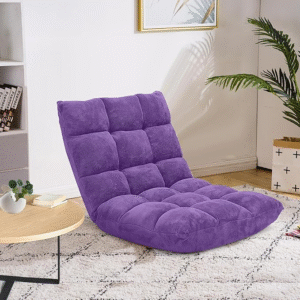 Silla de piso de espuma viscoelástica, silla reclinable ajustable de 14 posiciones, silla de meditación acolchada plegable con soporte para espalda, sofá perezoso acolchado, niños y adultos