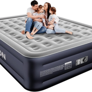 Colchón de aire tamaño King con bomba incorporada elevada, colchón autoinflable de 3 minutos, colchón inflable de 18 pulgadas para adultos, cama de aire portátil de 750 libras para invitados