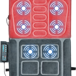 Alfombrilla de masaje de cuerpo completo con calor, almohadilla para silla, con masaje de espalda, con 10 motores de vibración, apagado automático, almohadilla de colchón de masaje térmica