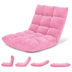 Costway silla de piso ajustable en 14 posiciones, plegable y acolchada, color rosa. Ideal para leer, descansar o jugar.