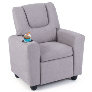 Sofá reclinable para Niños con Portavasos con Respaldo y Reposapiés Ajustables para Niños y Niñas Gris