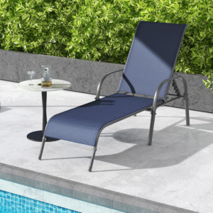 Giantex Sillón de patio, tumbona para exteriores con 5 respaldos ajustables, marco de acero resistente.
