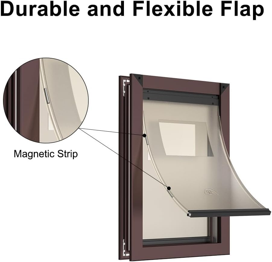 RESCUMASCER Puertas de café para perros grandes con doble solapa magnética, marco de aluminio duradero para perros medianos, grandes y extragrandes - Imagen 4