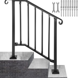 TMEE Pasamanos para escalones al aire libre, se adapta a barandillas de escalera de 1 a 3 escalones, barandilla de escalera se adapta con kit de instalación, pasamanos de transición para escalones